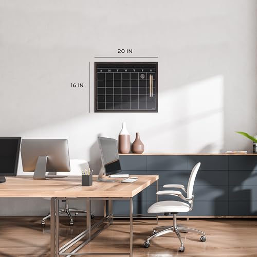 U Brands Rustic Wood Frame Magnetic Monthly Calendar Chalkboard 16x20 Wall Mount