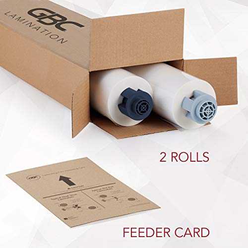 GBC Laminating Film Rolls 1.5 Mil Gloss Finish 25" x 500' EZLoad Blue Caps, 2 Pack