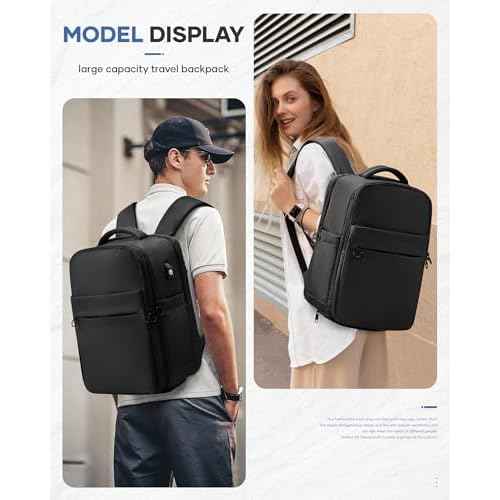 Vacuum Backpack Travel for Women Men, Airline Approved Vacuum Compression Backpack Bag Carry on Luggage Travel Essentials Backpacks with 15.6inch Laptop Compartment, Contain Pump, Black