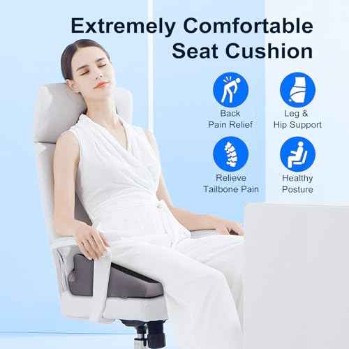 Seat Cushion for Relief Sciatica - Memory Foam Cushion for Office Chair, Hip & Coccyx Pain Relief for Long Sitting,2025 Upgraded Large Seat Pillow for Soft Support,for Game Chair/Wheelchair