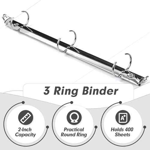 3 Ring Binder 2 Inch, PANDRI 6 Pack 2-Inch Binder Fits Letter Size 8.5'' x 11'' Paper, Versatile Binders for Office Home School, 2 Pockets, White