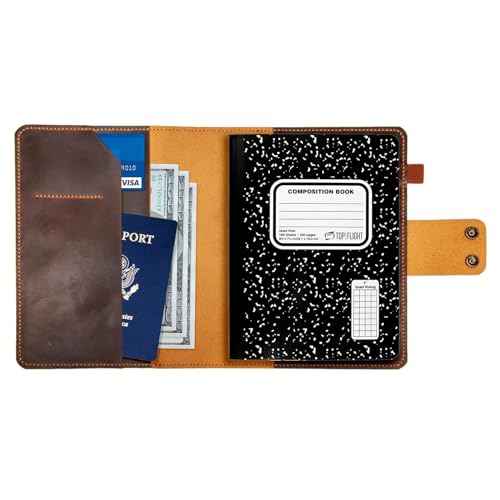 Genuine Distressed Leather Composition Notebook Cover, 10in¡¿ 8in Size; Gift For Men & Women'S, Vintage Rustic Leather Cover Portfolio For Composition, Customized Gift (Brown)