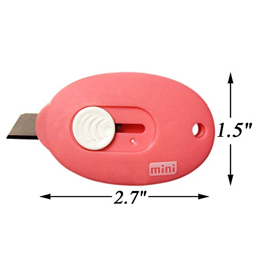 Mini Utility Knives 3PC Retractable Letter Openers with Key Chain - Blue Pink White