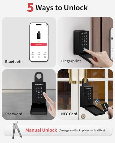 Populife US Version Smart Fingerprint Key Lock Box with Code – Remote App, Bluetooth & NFC