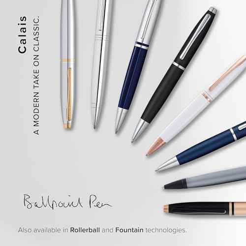 Cross Calais Refillable Ballpoint Pen Presented in a Luxury Gift Box - Medium Point, Black Ink, Matte Metallic Midnight Blue