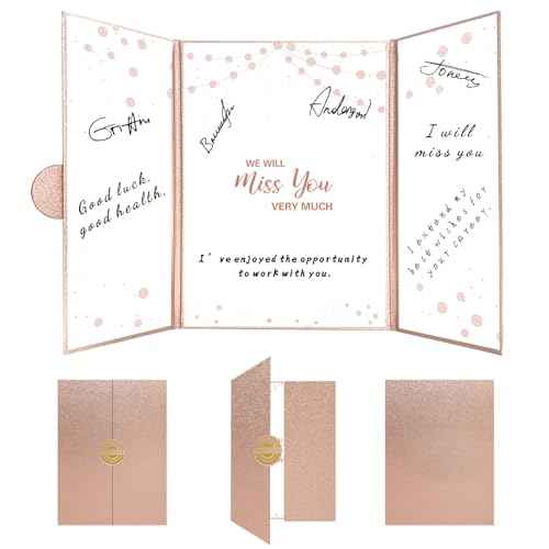 Holkcog Farewell Guest Book Alternative, Farewell Gifts for Coworkers Friends, Rose Gold We Will Miss You Signature Board, Happy Retirement Party Decorations, Going Away£¬Farewell Card for Women Men