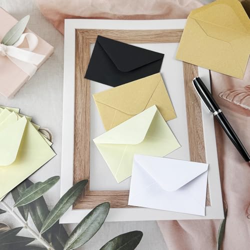 50 Pack Brown Gift Card Envelopes 4x2.75 Inches with Blank Cards - Rinrda