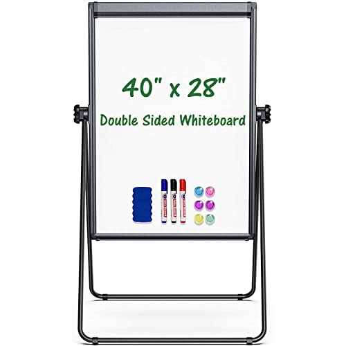 40-Inch Whiteboard Easel with Adjustable Height & Double-Sided Magnetic Surface