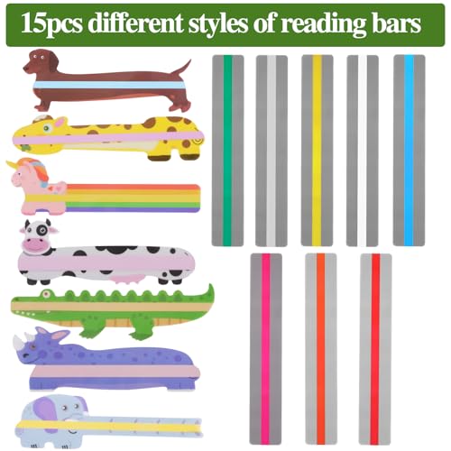 15pcs Colorful Dyslexia Reading Strips for Children & Teachers