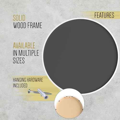 HBCY Creations 18" Round Whitewashed Wood Framed Wall Mounted Magnetic Chalkboards with Eraser and Chalk