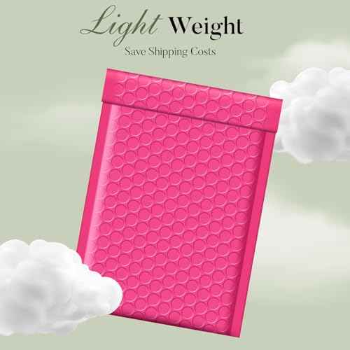 METRONIC 4x8 Bubble Mailers 200Pack, Waterproof Pink Bubble Mailers, Self Seal Padded Envelopes for Small Business Packaging Supplies Padded Mailer Usable Size 4x7