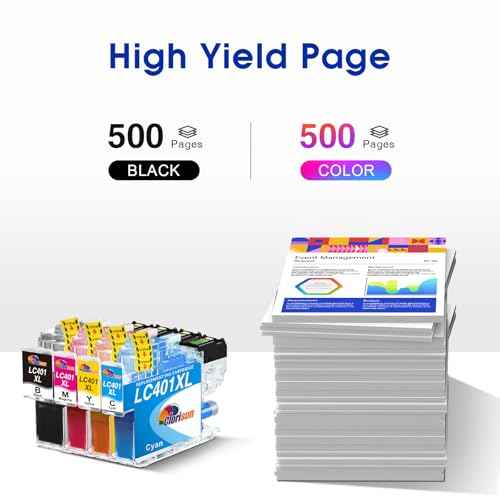 Clorisun LC401XL Ink Cartridges Compatible for Brother Printer Replacement for Brother MFC-J1010DW Ink Cartridges LC401 MFC-J1010DW J1170DW J1012DW DCP-J1800DW J1140DW (Black Cyan Magenta Yellow, 4PK)