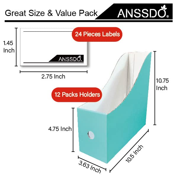ANSSDO 12-Pack Black Magazine File Holder Storage Organizer Set of 12