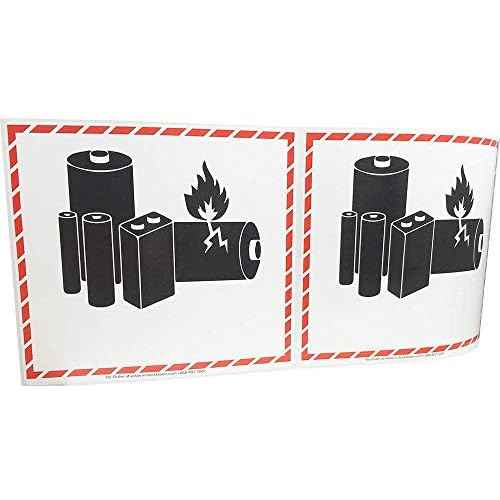 Lithium Ion Battery Icon Warning Labels Blank Space to Write in 2019 Compliant 4.5 x 5 Inch 500 Adhesive Stickers