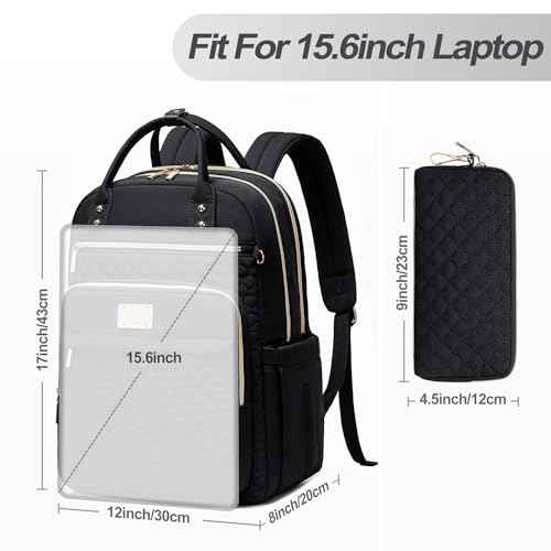 Laptop Backpack for Women,15.6 Inch Laptop Backpack for Work,Water Resistant Travel Backpack,College Bookbag with Wallet