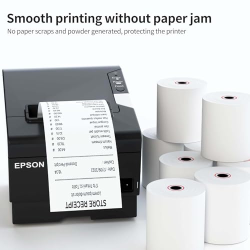 30 Rolls Thermal Receipt Paper Rolls, 3-1/8 x 230ft Thermal Paper, POS Cash Register Paper Rolls for Clover Flex, Square Terminal, 58mm POS System