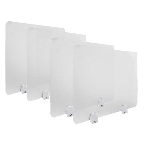 4PCS Desk Dividers Office Partitions, Privacy Desk Panel Protective, Frosted Acrylic Plexiglass Shield with Clamps for Offices Schools Call Centers - 23.6”L X15.8”W