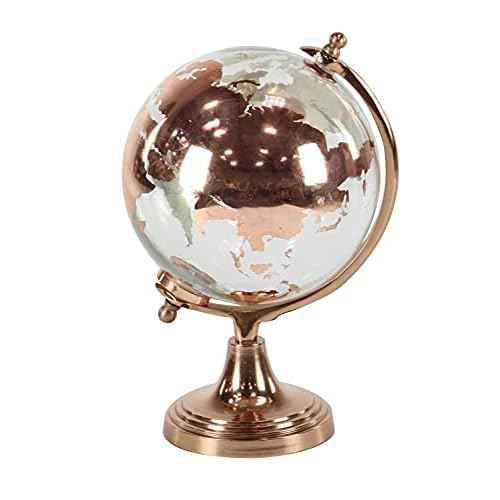 Deco 79 Aluminum Globe with Tiered Base, 9" x 8" x 13", Copper