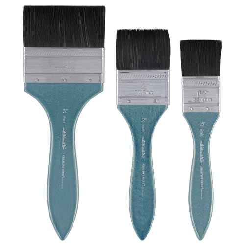 Creative Mark Mimik Professional Watercolor Brushes - Mottler Set of 3 - Synthetic Squirrel Hair - Natural Bristle Artist Brushes for Watercolors, Gouache & Acrylics