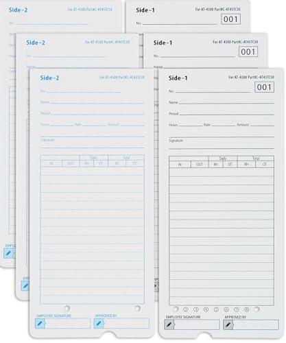NYVKBRR AT-4500 Time Cards - 300 Count, 6 Packs of 50, Double-Sided, Replacement for AutoAlign Clocks (Variation 1)