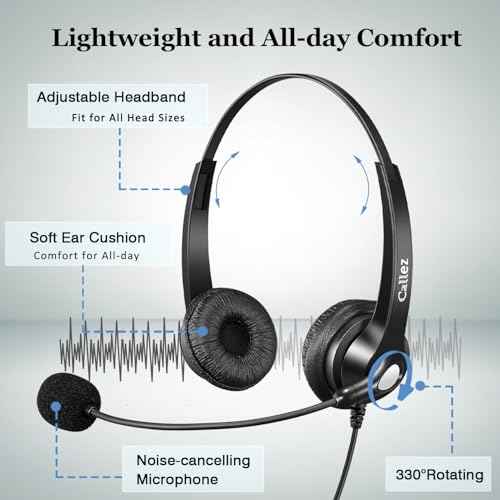 Callez Phone Headset for Cisco with Noise Cancelling Mic & Mute Switch, Dual RJ9 Corded Telephone Headsets Compatible with Cisco IP Phones 6941 6851 6945 7821 7841 7861 7942 7945 7962 7965 8811 8861