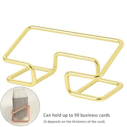 Metal Business Card Holder for Desk, Cute Card Display Stand, Compatible with Various Countertops, Gold