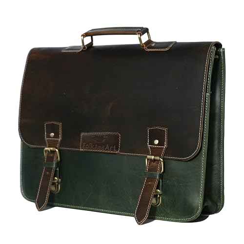 Genuine Leather Laptop Bag for Office & Travel-Handmade Vintage Briefcase,Messenger Bag,Leather Work Bag with Shoulder Strap