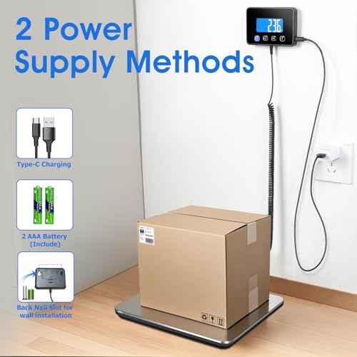 440lb Luggage Scale Accurate to 0.35oz, Heavy Duty Digital Shipping Package Weight Scale with LCD, Tare/Hold, USB & Battery Powered, for Father's Day, Small Business, Warehouse & Home Use