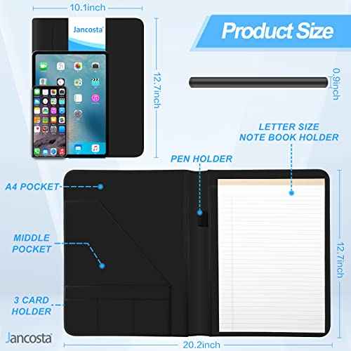 5 Pack Business Padfolio Portfolio with Letter Size Writing Notepads (New Black 5 Pack)