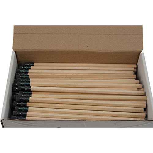 Hex Pencils (Full Size Hex Pencil with #2 Lead Available in a Variety of Colors) (Tested Non Toxic) (Latex Free Eraser) (Classroom Pencils) (Bulk Box of 144) (Natural Wood)