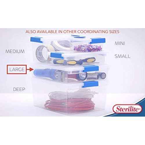 STERILITE 19638606 Large Clip Box, Clear with Blue Aquarium Latches 2 pieces (Large)