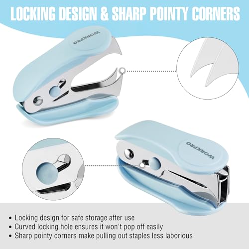WORKPRO Blue Mini Stapler with Staples & Remover – Portable Office Desk Tool