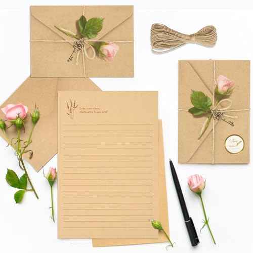 72 PCS Vintage Stationery Set,24 Stationery Writing Papers with 12 Matching Envelopes,Old Looking Stationary Kit for Writing Letters and Invitations
