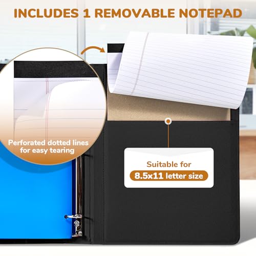 JoyCat Black 3-Ring Binder Clipboard with Storage & 5 Folders - Large