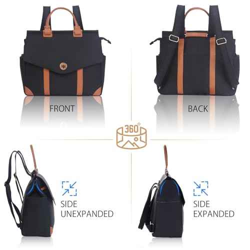 Multi-Functional Shoulder Bag Backpack for Women: 20L Handbag with 12 Pockets Fits 15.6 Inch Laptop & A4 Documents - Ideal for Business Travel Waterproof
