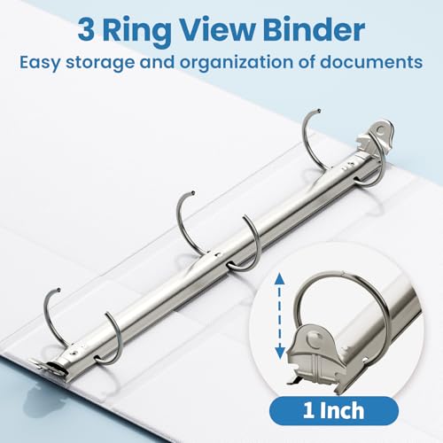 SUNEE 1 Inch White 3 Ring Binders Bulk Pack of 12 - Clear View Office & School Organizers