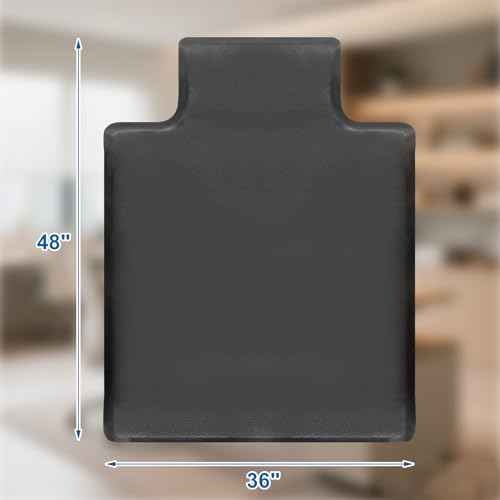 Nuanchu Office Chair Mat for Hardwood & Tile Floor, 48'' x 36'' Heavy Duty Computer Gaming Chair Mat Large Black Non Slip Floor Protector for Home, Office and Gaming, Convex