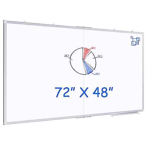 Magnetic White Board Dry Erase Board for Wall£¬72" x 48" (6ft x 4ft) Wall-Mounted Aluminum Frame Marker Board, Foldable Portable Whiteboard with a Long Pen Tray for School, Classroom, Office & Home