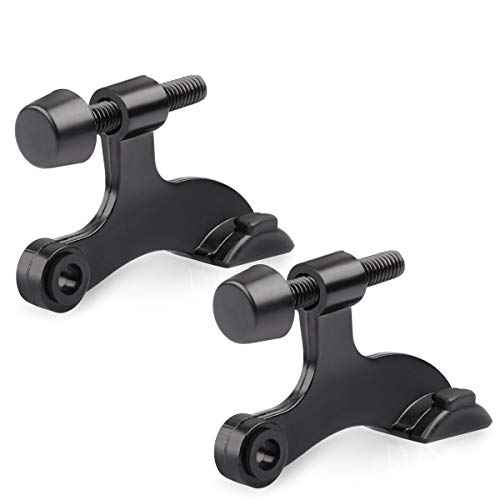 HOMOTEK 2 Pack Hinge Pin Black Door Stopper,Adjustable Deluxe Heavy Duty Door Stopper 2-1/2"x1-3/4¡±,with Black Rubber Bumper Tips