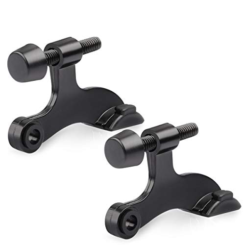 HOMOTEK 2 Pack Black Adjustable Heavy Duty Door Stopper with Rubber Tips