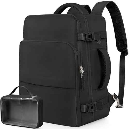 Beraliy Travel Backpack for Men Women, Lightweight Personal Item Trave Bag for Airlines, Carry On Backpack with USB Charging Port, Durable Laptop Backpack, College Weekender Work Daypack, Black