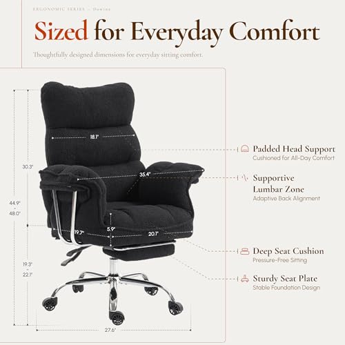 Dowinx Black Big & Tall Office Gaming Chair with Reclining Footrest & Thick Cushion