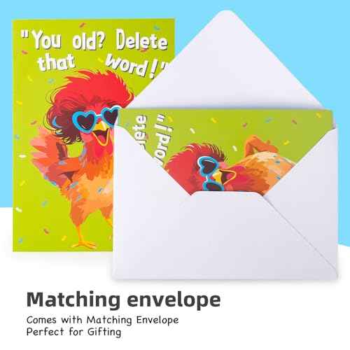 Dancing Chicken Birthday Card, Funny Birthday Card for Men Women Kids, Music & Shaking Body Motion Greeting Card with Envelope, Unique Hilarious Birthday Gift, 5.9 Inch x 8.4 Inch