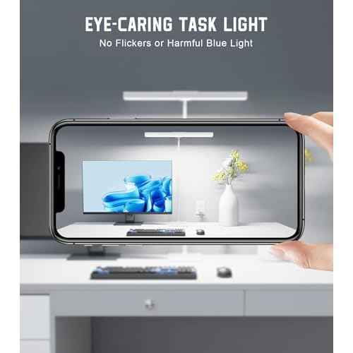 LED Desk Lamp for Home Office with Base, Eye-Caring Architect Task Light with Adjustable Gooseneck 12W USB Adapter Touch Control 5 Dimmable Brightness & Color Tall Lamp for Work,Reading,Craft