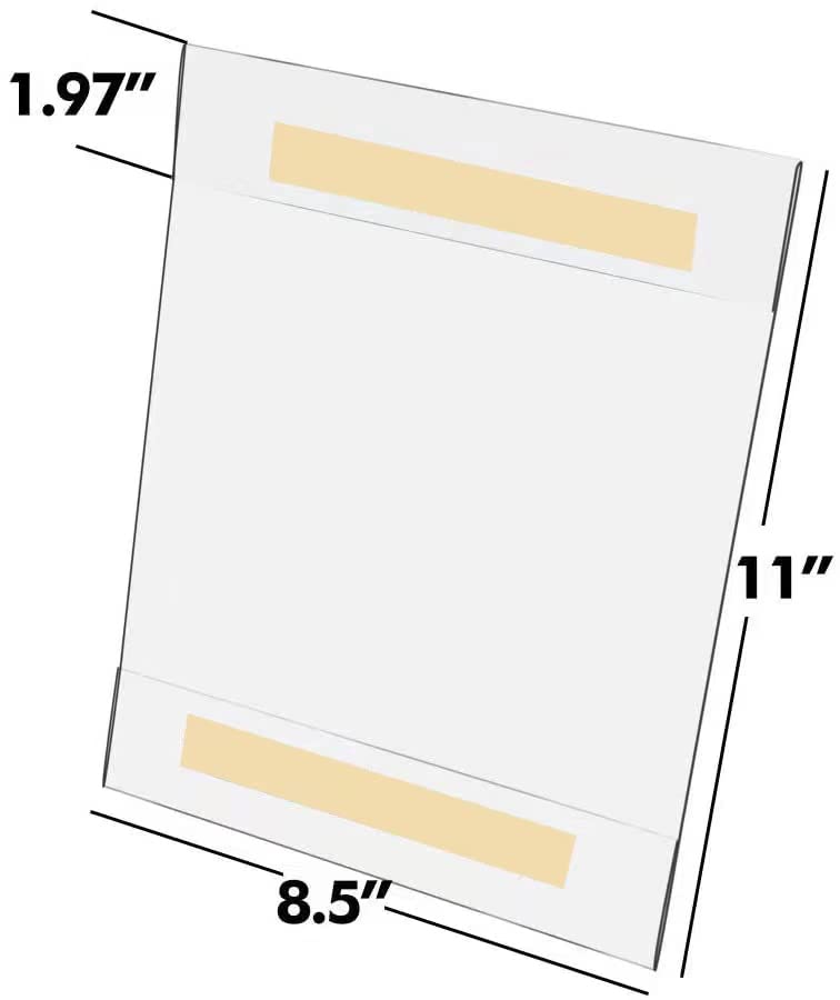 Ludery Vertical 3-Pack 8.5 x 11 Acrylic Wall Mount Sign Holders with Double Sided Tape - Clear, Durable Display Frames for Home & Office