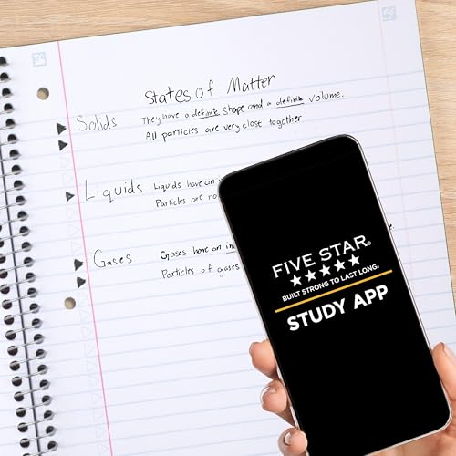 Five Star 5-Subject Spiral Notebook, Wide Ruled, Water-Resistant Cover, 8x10.5 inches, 200 Sheets, Study & Office Use