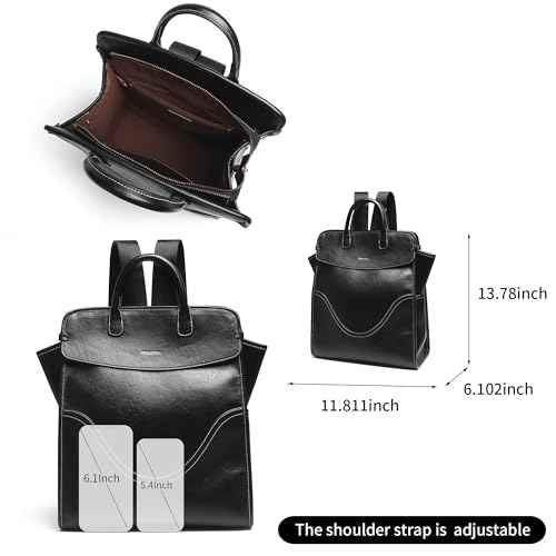 Medium Laptop Backpack Purse for Women and Men PU Leather Anti-theft Fashion Large Capacity Travel Casual Rucksack Convertible Business Computer Bags 240A Black
