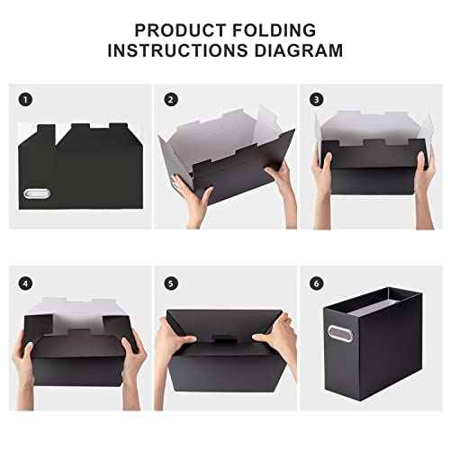 Oterri Cardboard File Organizer Box for Hanging File Folders Letter Size,File Box for Computer Desk,File Cabinet,Working Home,Office,Classroom (Black, Letter Size - 2 Packs)
