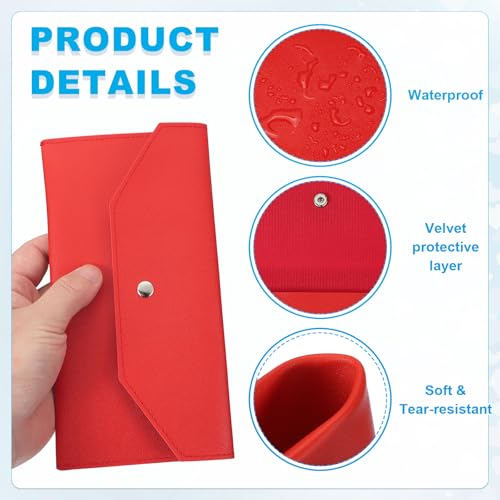 PATIKIL Red Leather Cash Envelope Wallet Budget Holder Reusable Money Bag