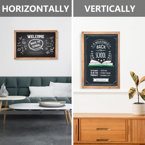 Magnetic Chalkboard 12'' x 16'' Hanging Framed Wall Chalkboard, Wood Frame Board Sign Blackboard for Kids, Home, Office, Restaurant